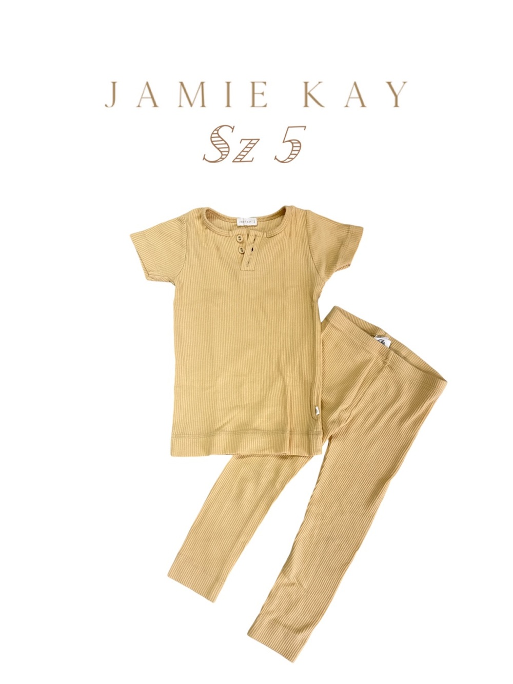 Jamie Kay Warm Tan Ribbed Henley Lounge Set - Size 5Y